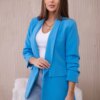 Elegant jacket with lapels gray turquoise