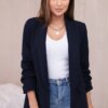 Elegant jacket with lapels in navy blue
