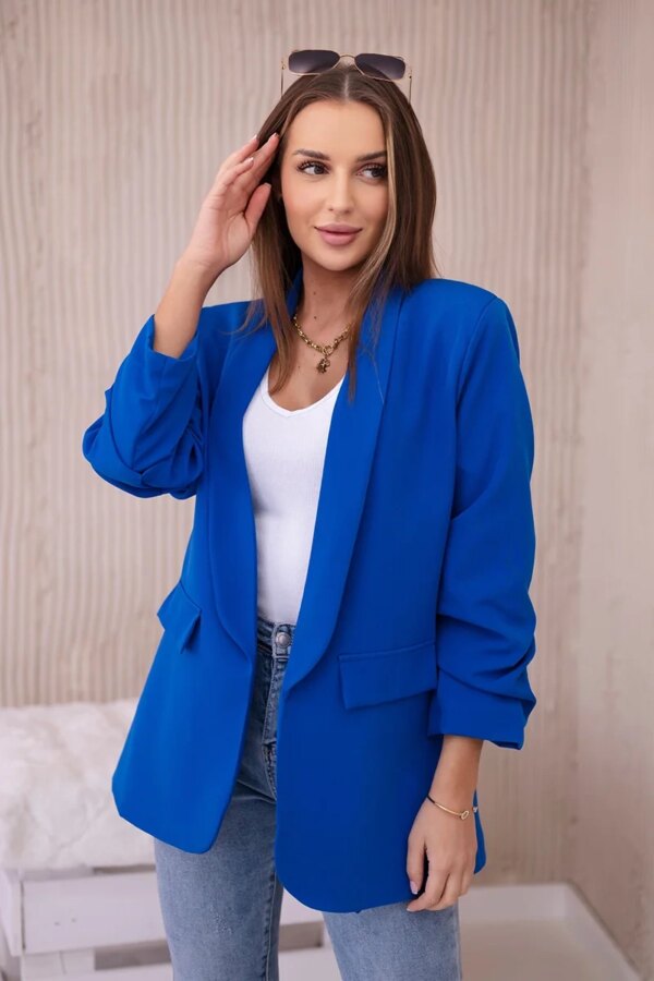 Elegant jacket with lapels purple blue