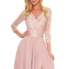 Elegant long dress with lace neckline Numoco