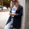 Elegant oversize women's black jacket