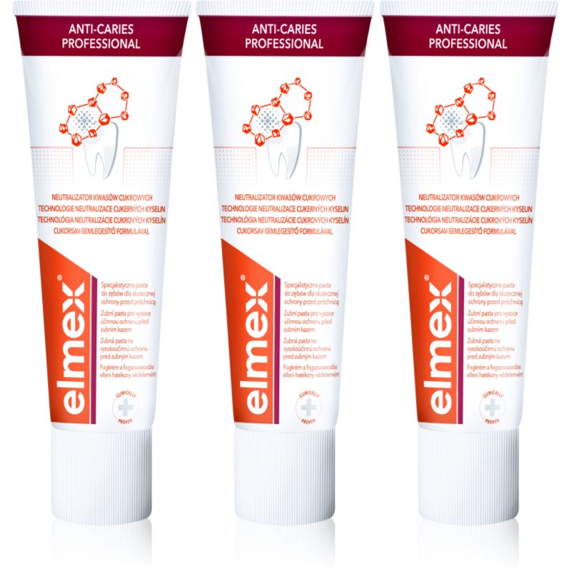 Elmex Anti-Caries Professional fogkrém fogszuvasodás ellen 3 x 75 ml-Ár