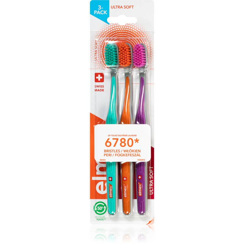 Elmex Swiss Made fogkefe ultra soft Yellow + Blue + White 3 db-Ár