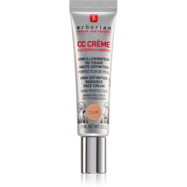 Erborian CC Crème Centella Asiatica Radiance arckrém bőrtökéletesítő SPF 25 kis csomagolás árnyalat Clair  15 ml-Eredeti