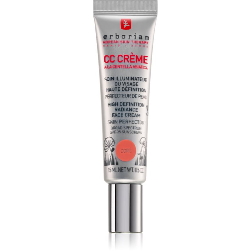 Erborian CC Crème Centella Asiatica Radiance arckrém bőrtökéletesítő SPF 25 kis csomagolás árnyalat Doré 15 ml-Eredeti