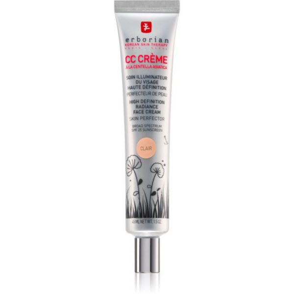 Erborian CC Crème Centella Asiatica Radiance arckrém bőrtökéletesítő SPF 25 nagy csomagolás árnyalat Clair 45 ml-Eredeti