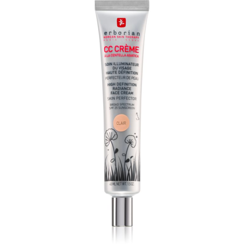 Erborian CC Crème Centella Asiatica Radiance arckrém bőrtökéletesítő SPF 25 nagy csomagolás árnyalat Clair 45 ml-Eredeti