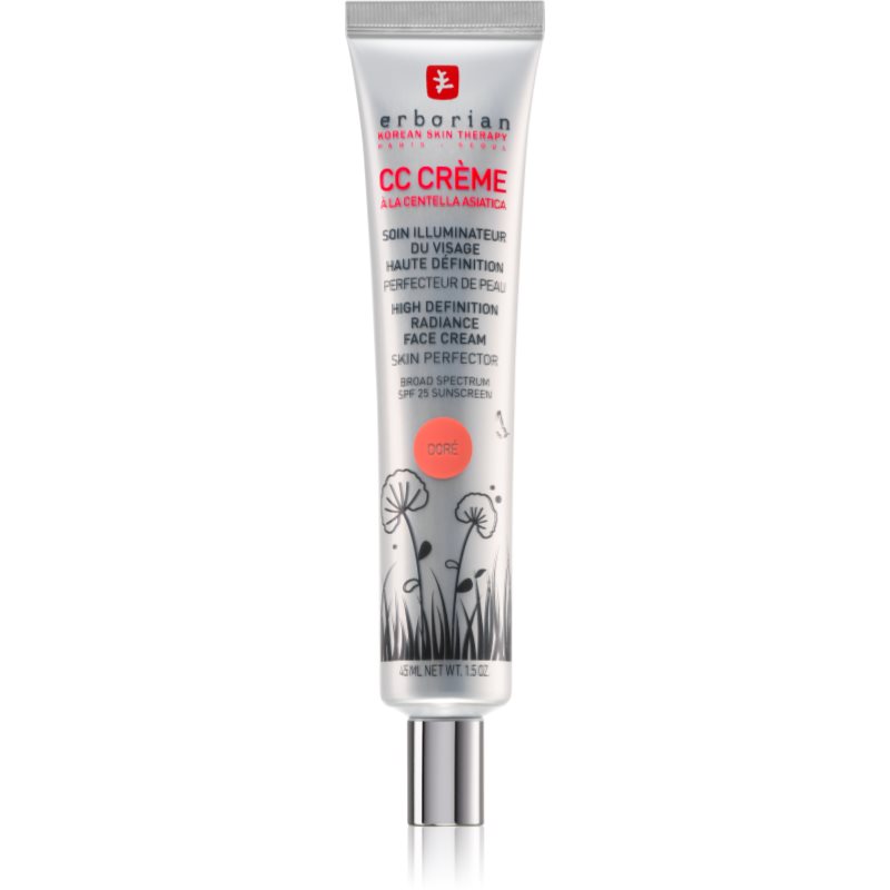 Erborian CC Crème Centella Asiatica Radiance arckrém bőrtökéletesítő SPF 25 nagy csomagolás árnyalat Doré 45 ml-Eredeti