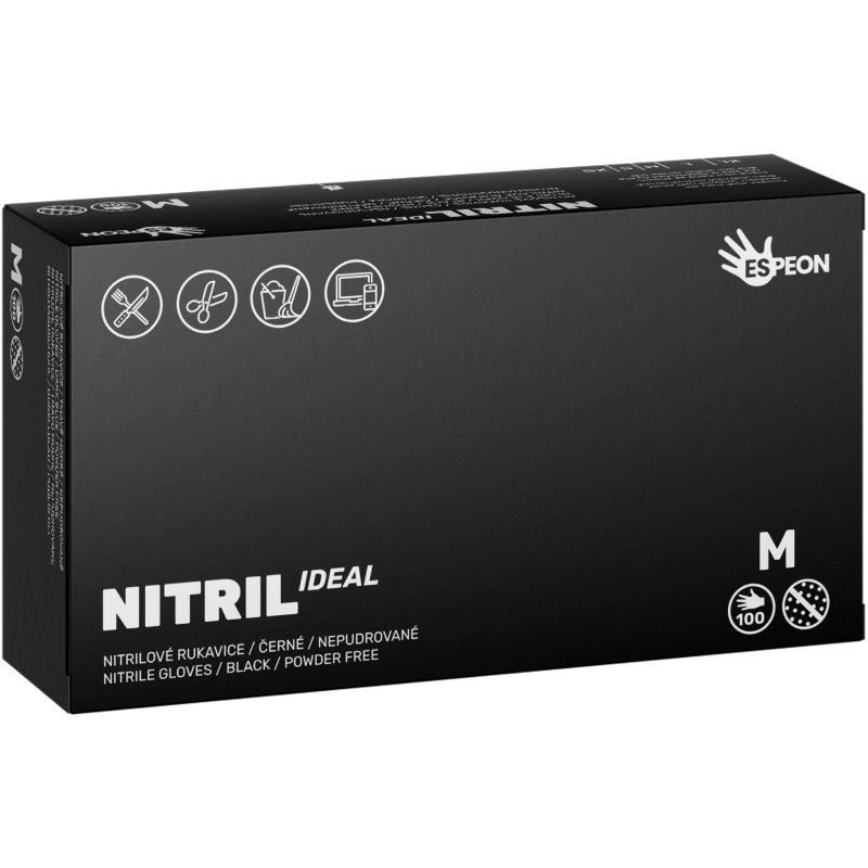 Espeon Nitril Ideal3 Black púdermentes nitrilkesztyű méret M 100 db-ár
