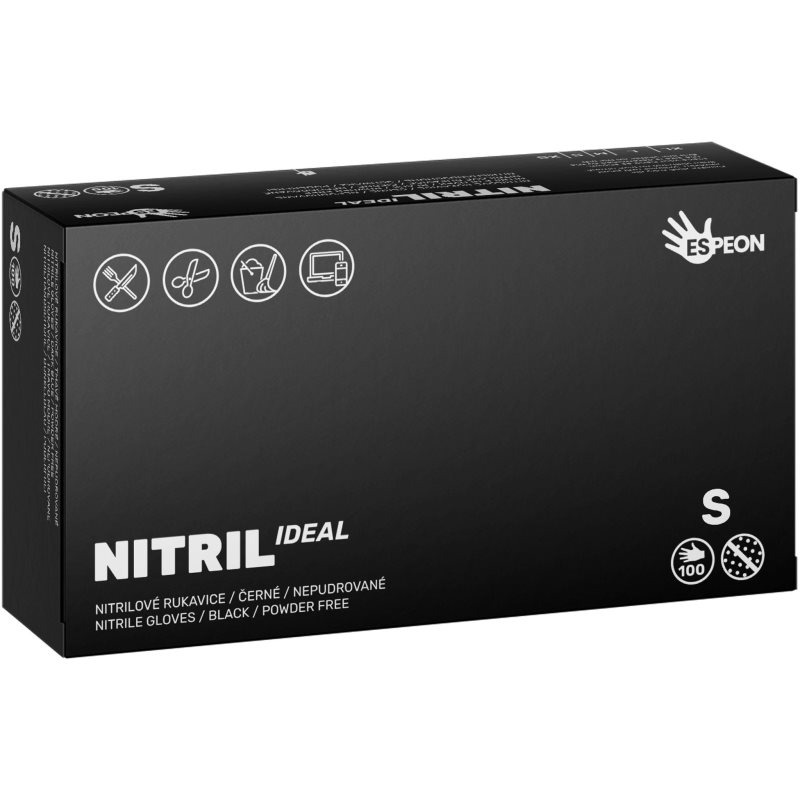 Espeon Nitril Ideal3 Black púdermentes nitrilkesztyű méret S 100 db-ár