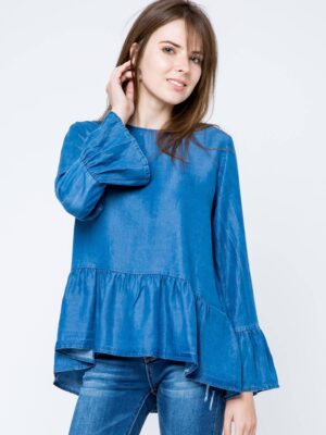 Euphora blouse a'la jeans fastened with buttons at the back blue Euphora blouse a'la jeans fastened with buttons at the back blue