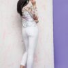 Euphora jeans decorated with cuts and rhinestones on the knees white