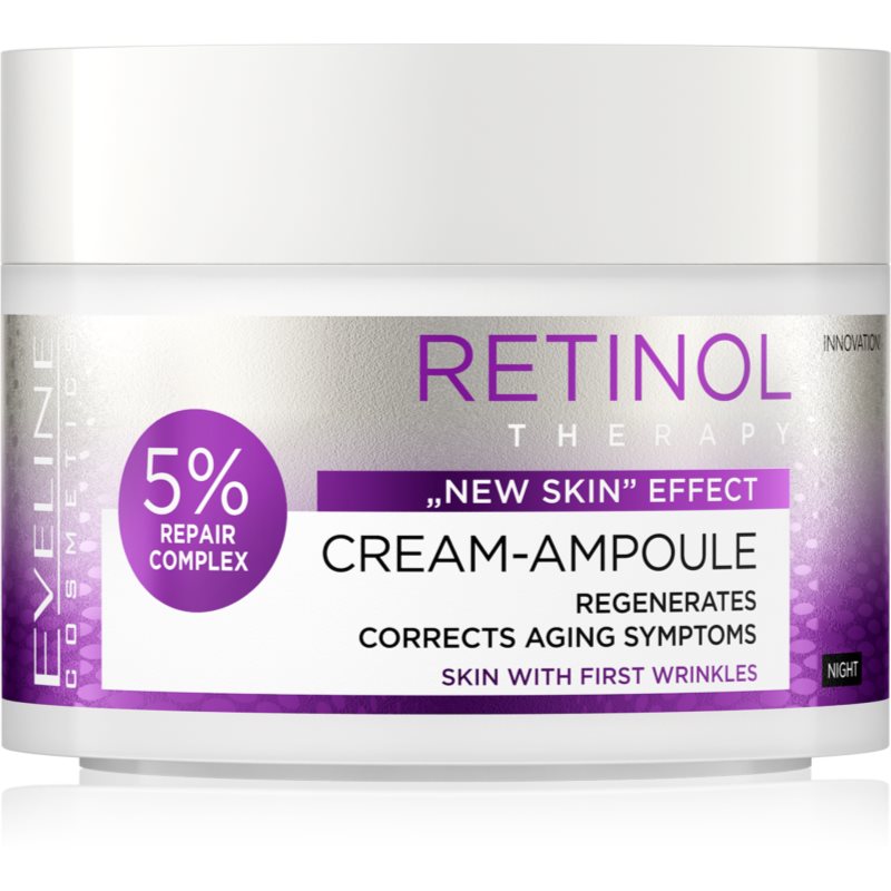 Eveline Cosmetics Cream-Ampoule Retinol éjszakai regeneráló krém a bőröregedés első jeleinek eltüntetésére 50 ml