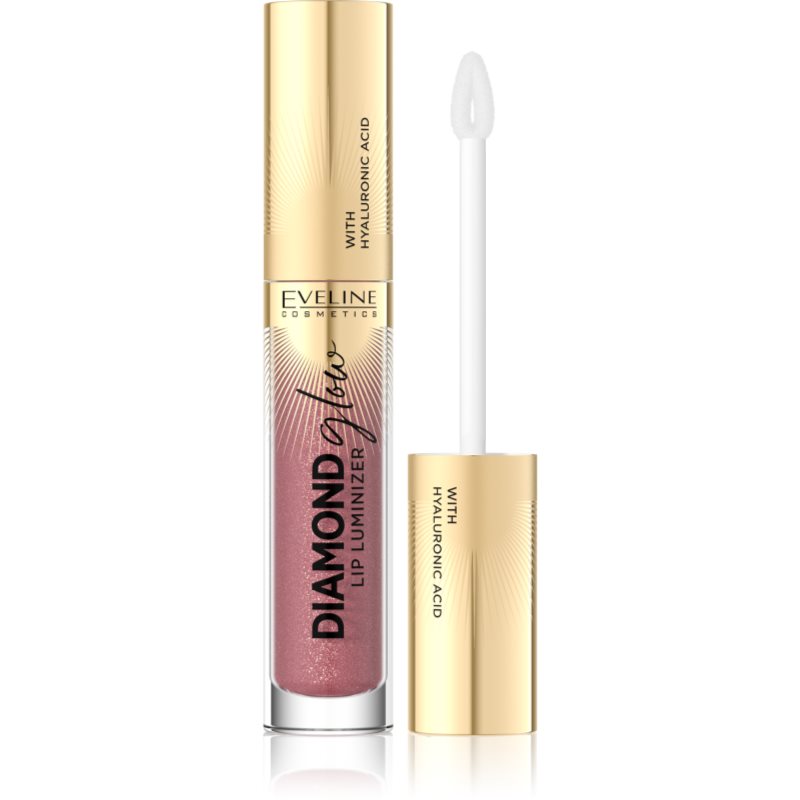 Eveline Cosmetics Diamond Glow csillogó ajakfény hialuronsavval árnyalat 11 Rose Nude 4