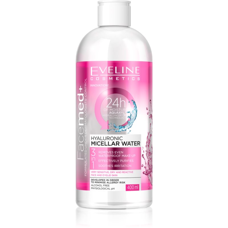 Eveline Cosmetics FaceMed+ hialuronos micellás víz 3 az 1-ben 400 ml-Eredeti