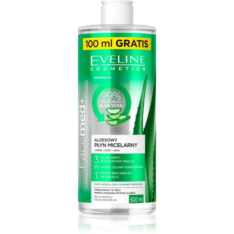 Eveline Cosmetics FaceMed+ micellás víz aloe verával 400 ml-Eredeti