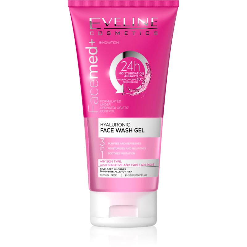 Eveline Cosmetics FaceMed+ tisztító gél 3 in 1 hialuronsavval 150 ml-Eredeti