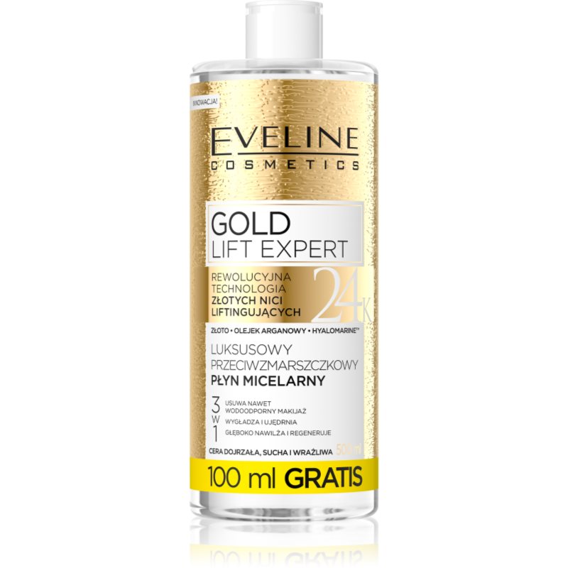 Eveline Cosmetics Gold Lift Expert tisztító micellás víz érett bőrre 500 ml-Eredeti