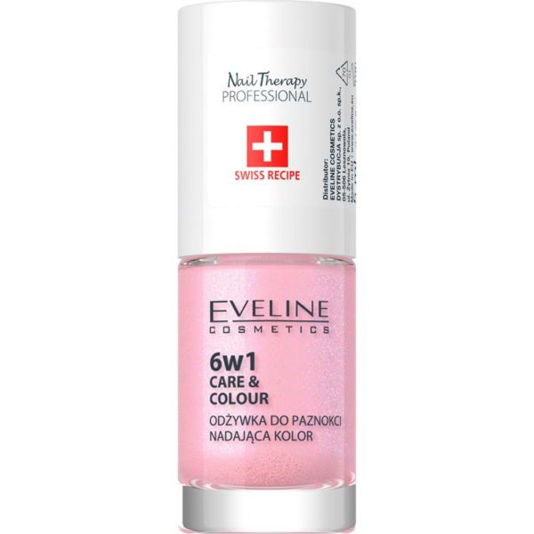 Eveline Cosmetics Nail Therapy Care & Colour körömkondicionáló 6 in 1 árnyalat Shimmer Pink 5 ml-Ár