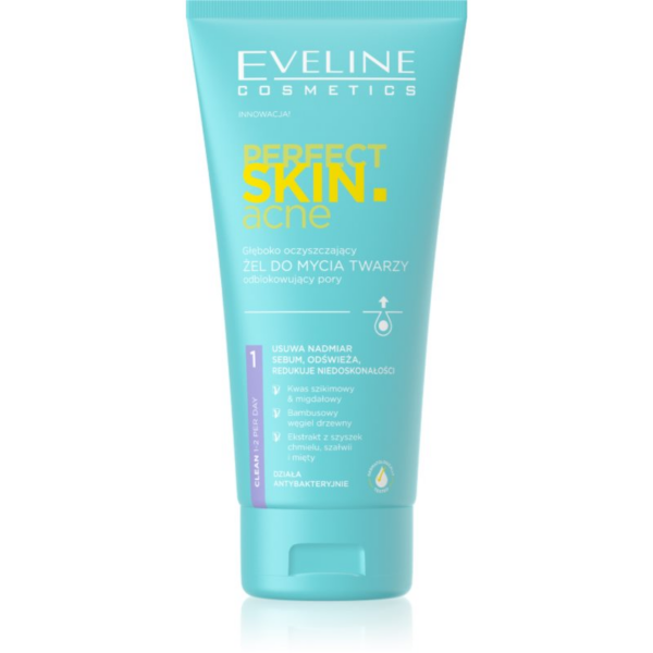 Eveline Cosmetics Perfect Skin .acne mélyen tisztító gél problémás és pattanásos bőrre 150 ml-Ár
