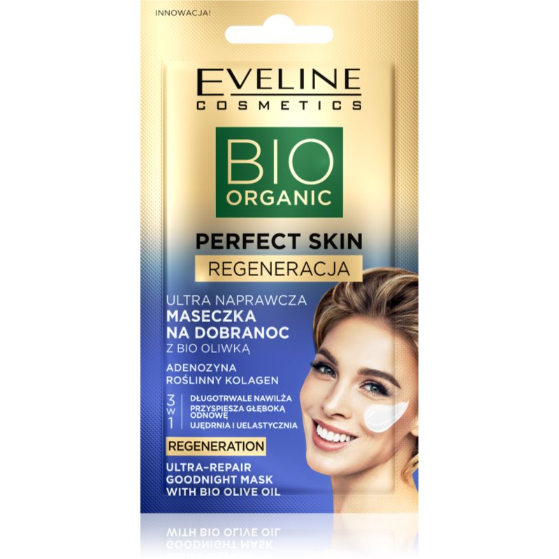 Eveline Cosmetics Perfect Skin Bio Olive Oil revitalizáló éjszakai arcmaszk olívaolajjal 8 ml-Ár