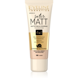 Eveline Cosmetics Satin Matt mattító alapozó csigakivonattal árnyalat 101 Ivory 30 ml-Ár