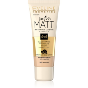 Eveline Cosmetics Satin Matt mattító alapozó csigakivonattal árnyalat 103 Natural 30 ml-Ár