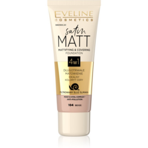 Eveline Cosmetics Satin Matt mattító alapozó csigakivonattal árnyalat 104 Beige 30 ml-Ár