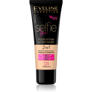 Eveline Cosmetics Selfie Time alapozó és korrektor 2 az 1-ben árnyalat 01 Porcelain 30 ml-Ár