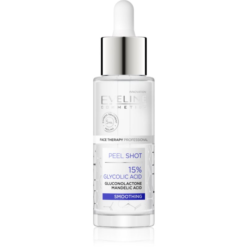 Eveline Cosmetics Serum Shot 15% Glycolic Acid bőrkisimító arcpeeling egységesíti a bőrszín tónusait 30 ml-Ár