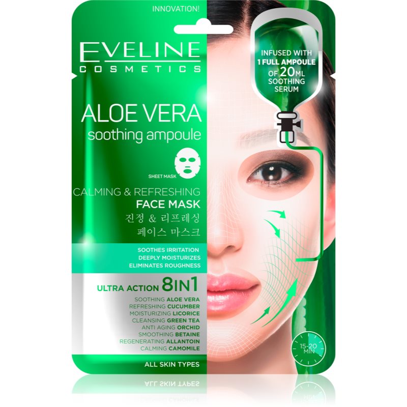 Eveline Cosmetics Sheet Mask Aloe Vera nyugtató és hidratáló maszk aloe verával 1 db-Ár