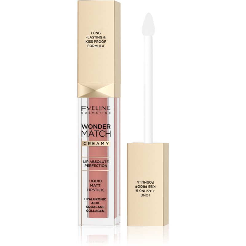 Eveline Cosmetics Wonder Match tartós matt folyékony rúzs hialuronsavval árnyalat 04 Carmel 6