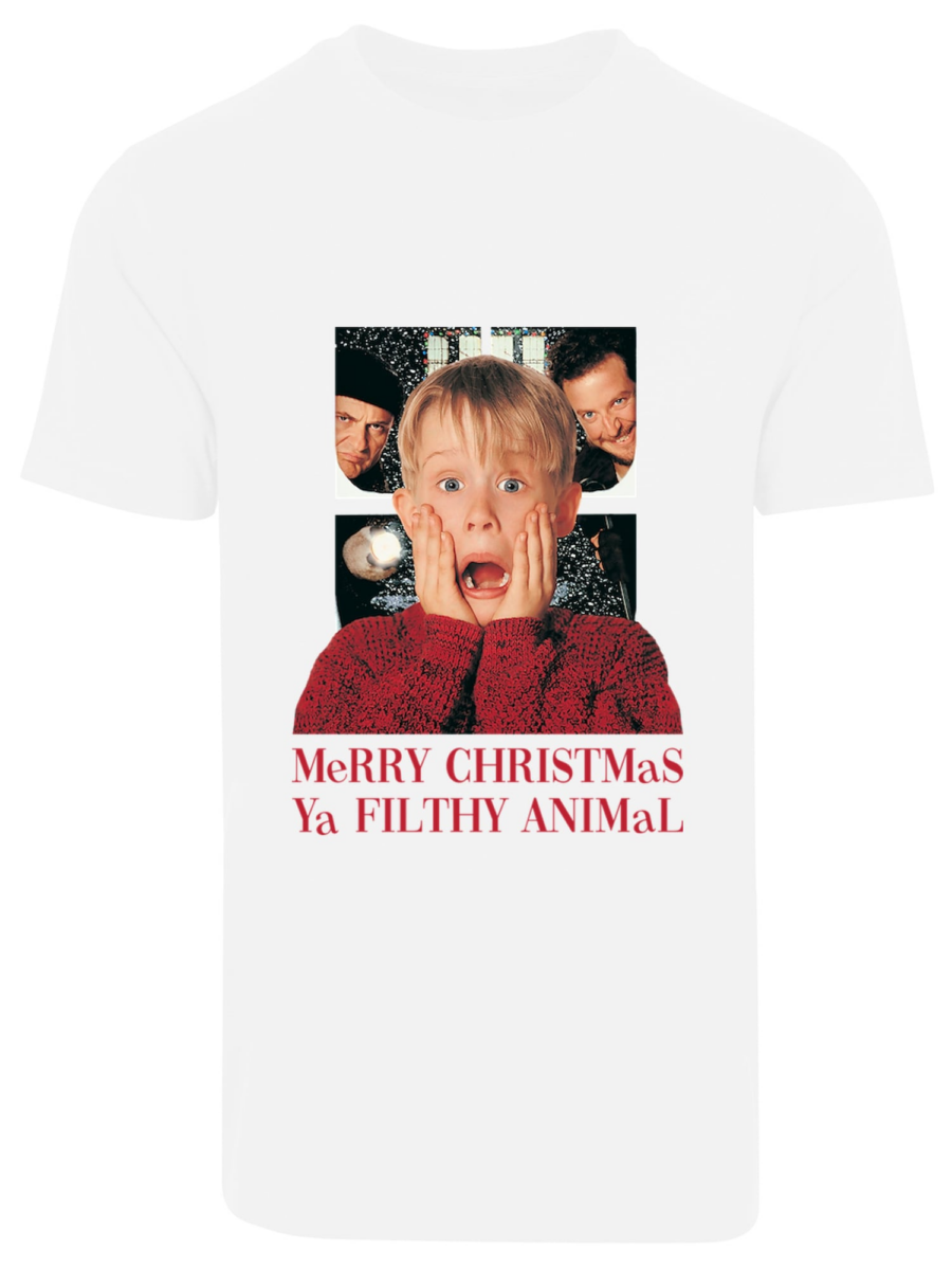 F4NT4STIC Póló 'Disney Home Alone Merry Christmas Ya Filthy'  testszínű / kárminvörös / fekete / fehér-Hungary