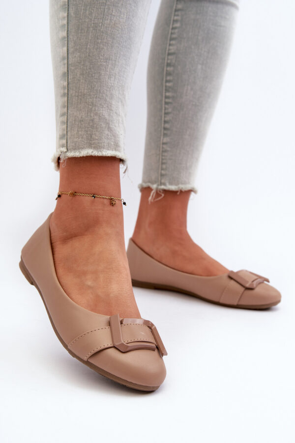 FD1 Balerinák Szíjjal és Dísz Eco Leather Sötétbézs Cadwenla
