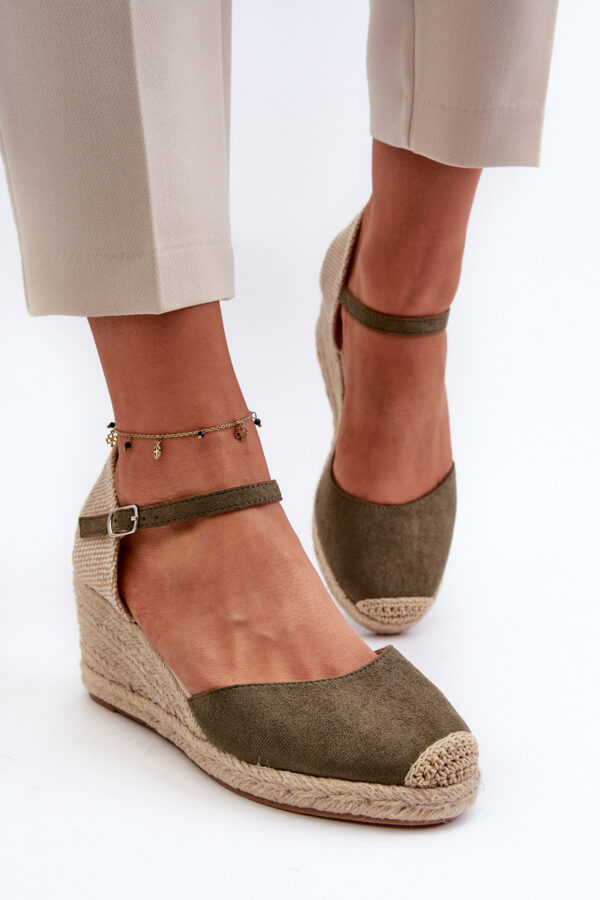 FJ1 Velúr Espadrilles Wedge Sandals Green Cammer