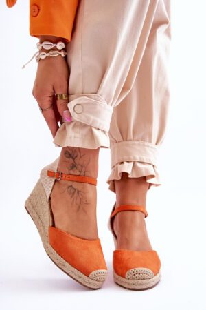 FJ1 Velúr Espadrilles Wedge Sandals Orange Cammer