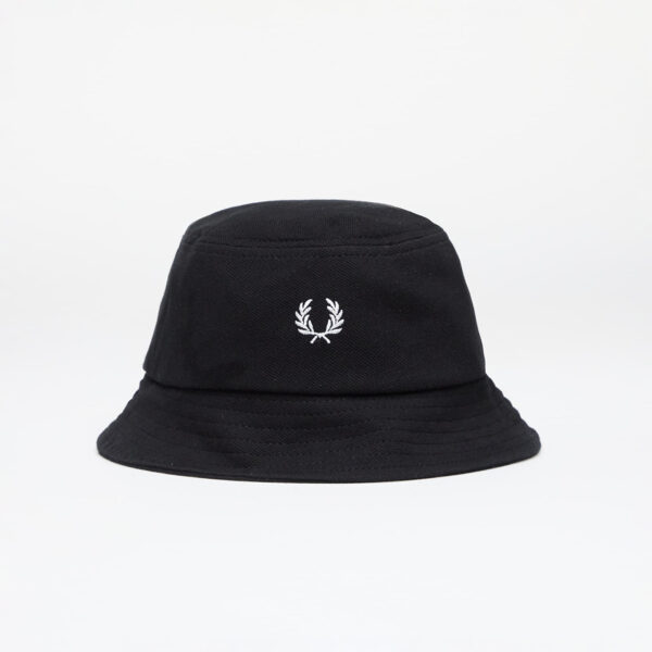 FRED PERRY Pique Bucket Hat Black/ Snow White M-alacsony-ár