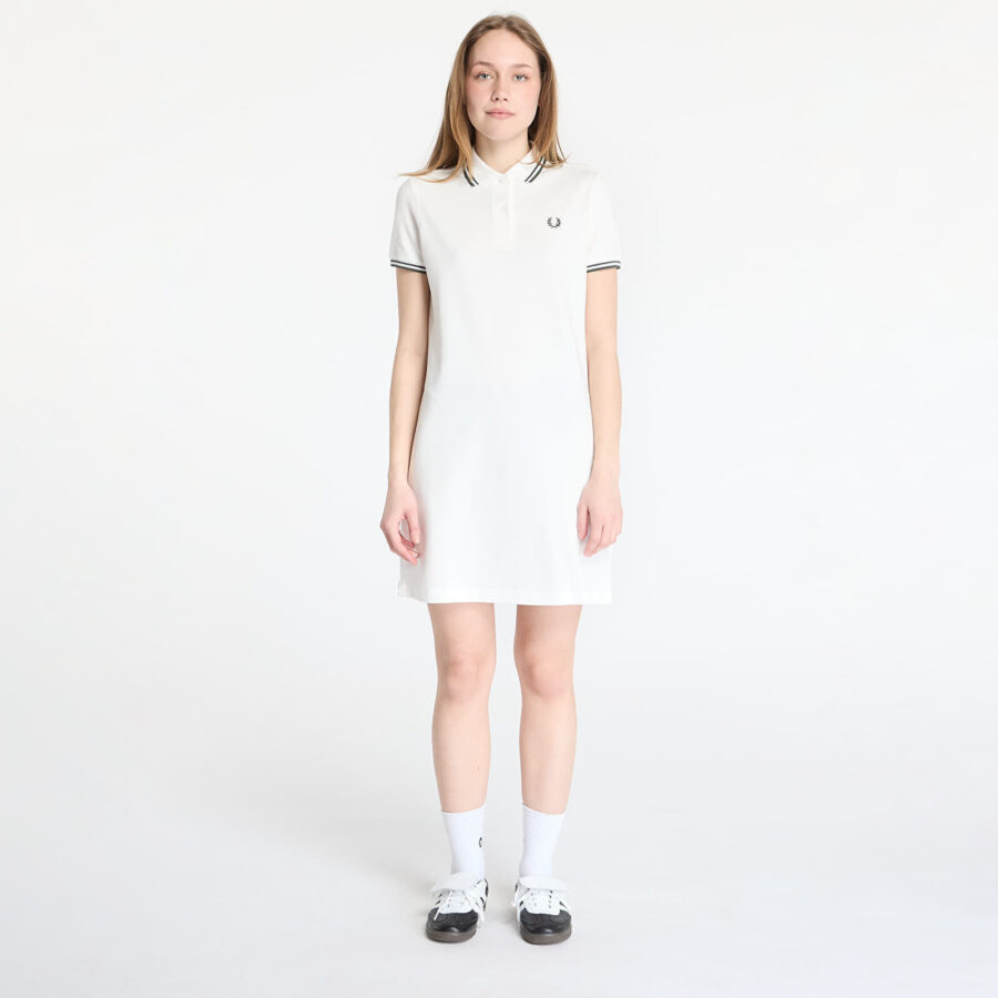 FRED PERRY The Twin Tipped Dress Snow White/ Court Green 36-alacsony-ár