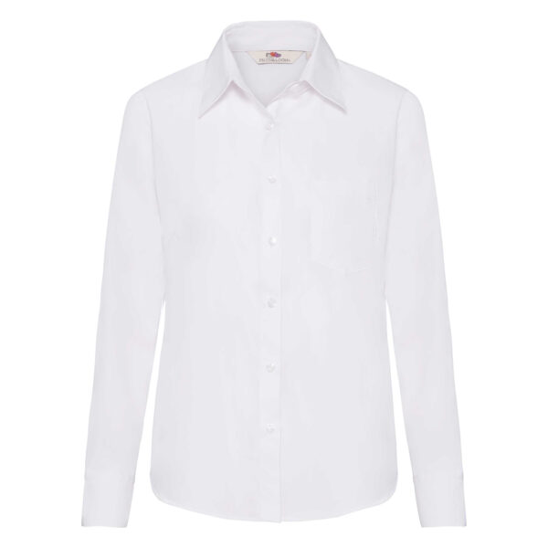 FRUIT OF THE LOOM F17•LADIES LONG SLEEVE POPLIN SHIRT