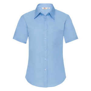 FRUIT OF THE LOOM F18•LADIES SHORT SLEEVE POPLIN SHIRT