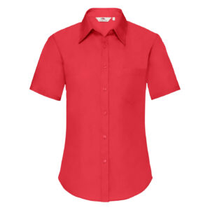 FRUIT OF THE LOOM F18•LADIES SHORT SLEEVE POPLIN SHIRT