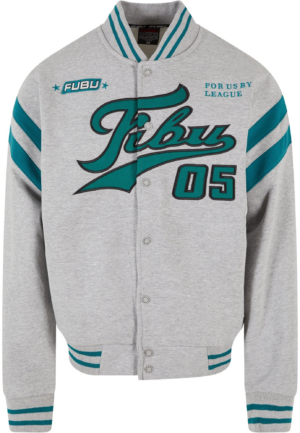 FUBU Tréning dzseki 'Varsity'  szürke melír / benzin / smaragd / fekete-Ár