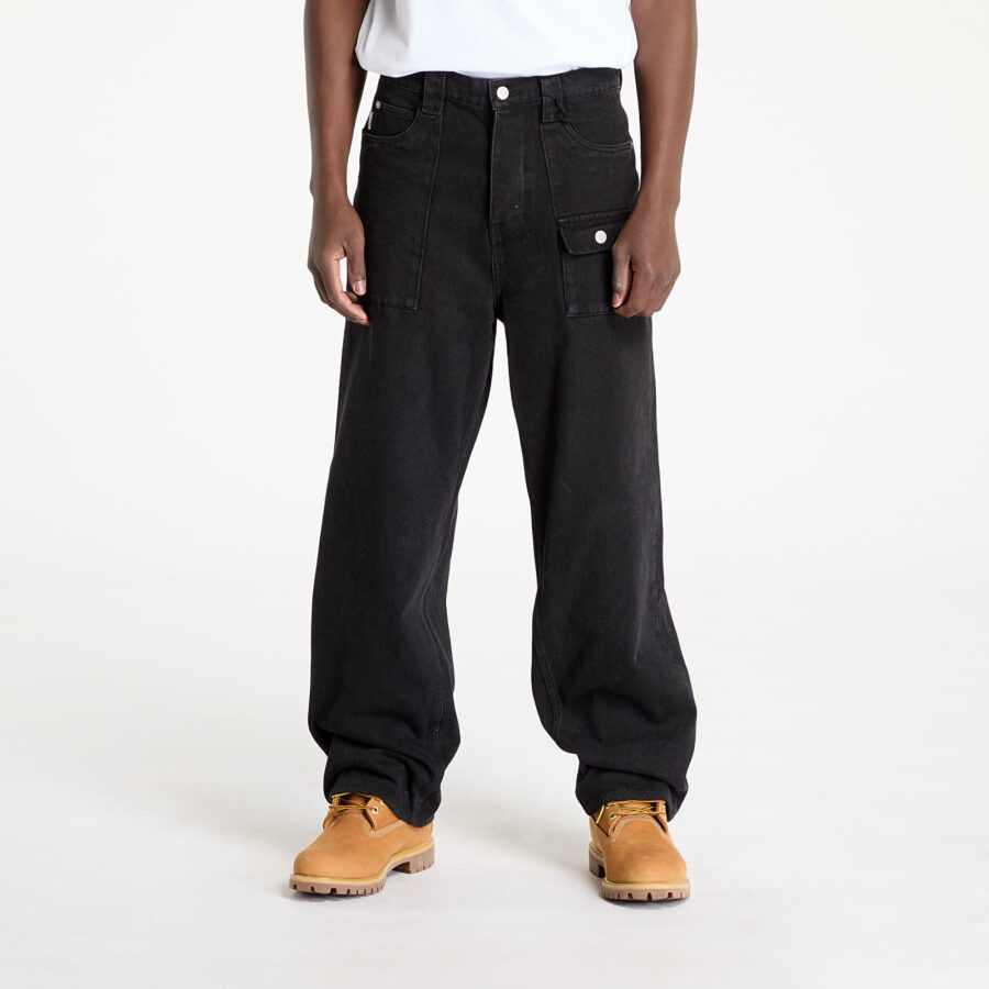Farmer PLEASURES Grind Baggy Jeans Black 28-alacsony-ár