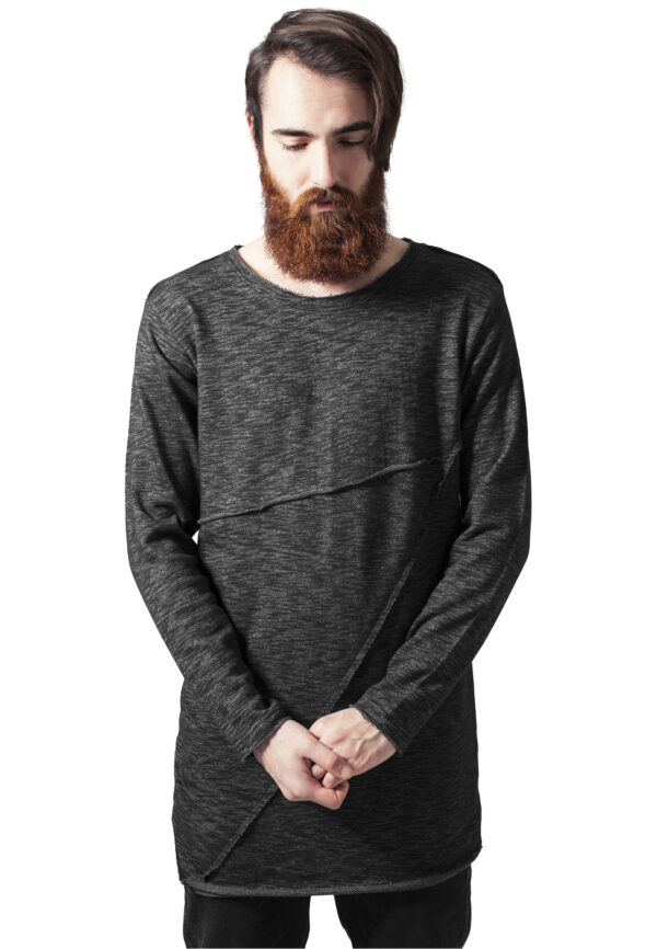 Fashion Long Terry Crew Black Melange