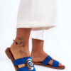 Fashionable slippers with mirror decoration blue Deep Breath