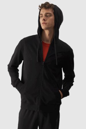 Férfi Kapucnis Pulóver Zip-Fel 4F Fekete 4FWAW24TSWSM1256-20S