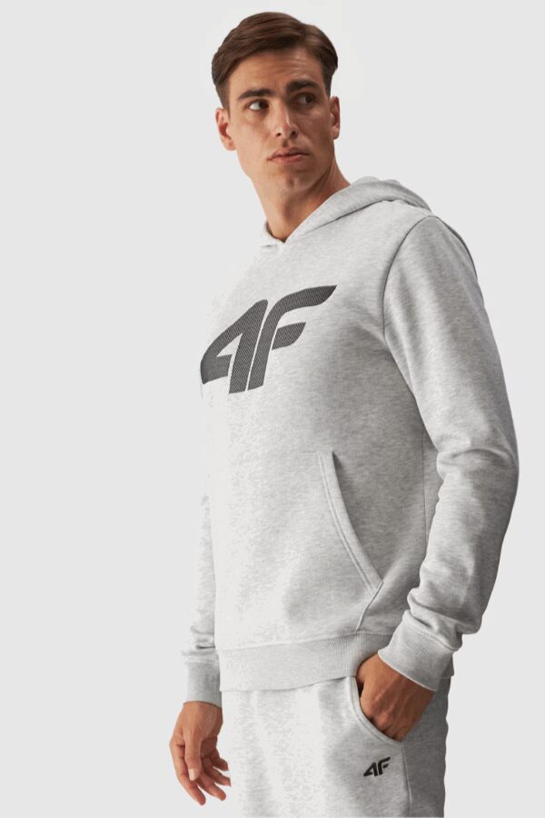 Férfi Kapucnis Pulóver Zipper Nélkül Világosszürke 4FWMM00TSW