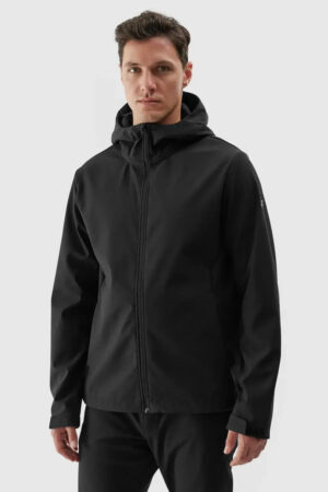 Férfi Softshell Dzseki Kapucnival 4F Fekete 4FWAW24TSO