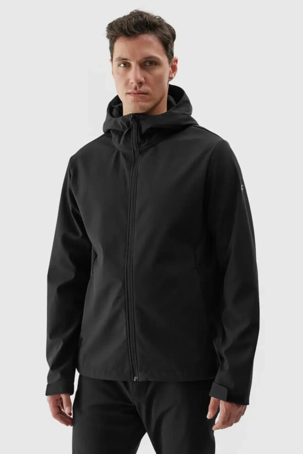 Férfi Softshell Dzseki Kapucnival 4F Fekete 4FWAW24TSO