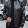 Férfi bőr bomber dzseki fekete Dstreet